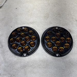 Pair Of Anthes Force Oiler Type Amber Glass Marble Reflector - New Old Stock. Fixed Price $150.00.