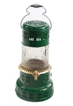 Antique Perfection Kerosene Heater W/ Glass Globe Green 24X14". Fixed Price $399.99.