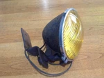 Wow! Vintage Amber Fog Lamp Monogram Glass Lens Early Auto Truck Mount Bracket. Fixed Price $99.95.