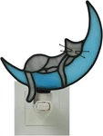 Cat Moon Stained Glass Night Light Lover Decor Wall Plug-in. Fixed Price $42.45.