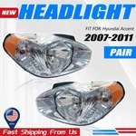 Headlights Set For 2007-2011 Hyundai Accent Gs/se/gls/sr Driver Passenger Side. Fixed Price $59.99.