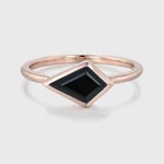 Minimalist Bezel Kite Cut Black Onyx Engagement Ring Rose Gold East West Simple. Fixed Price $39.00.