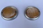 Turn Signal Lenses Amber Silver Trim Vw TYPE2 Bus 63-67 211953161B/162B (pair). Fixed Price $38.50.