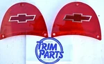 New Red & Chrome Bowtie Tail Light Lens Pair For 1957 Chevy 150 210, Usa Made. Fixed Price $44.95.