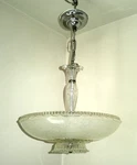 Antique Art Deco Chandelier 1930S Frosted Embossed Floral 3-BULB Ceiling Fixture. Fixed Price $448.00.