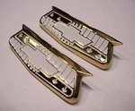 55 56 Chevy Belair Gold Quarter Panel Crest Emblems Complete With Mounting Clips. Fixed Price $42.95.